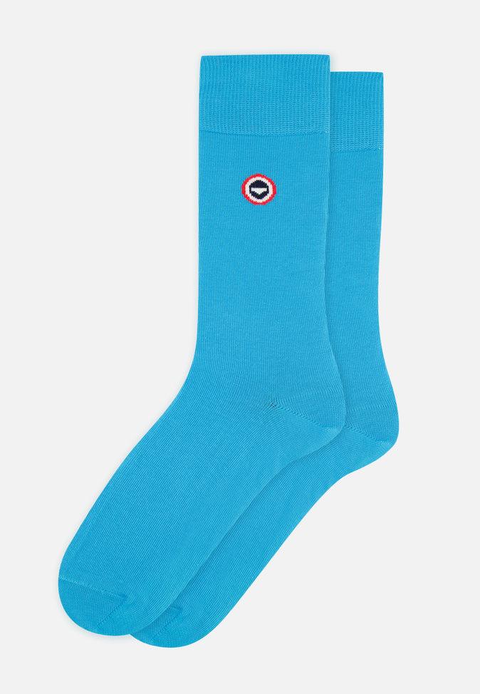 le slip français Chaussettes mi-hautes mixtes en coton Lucas Bleu Fluo