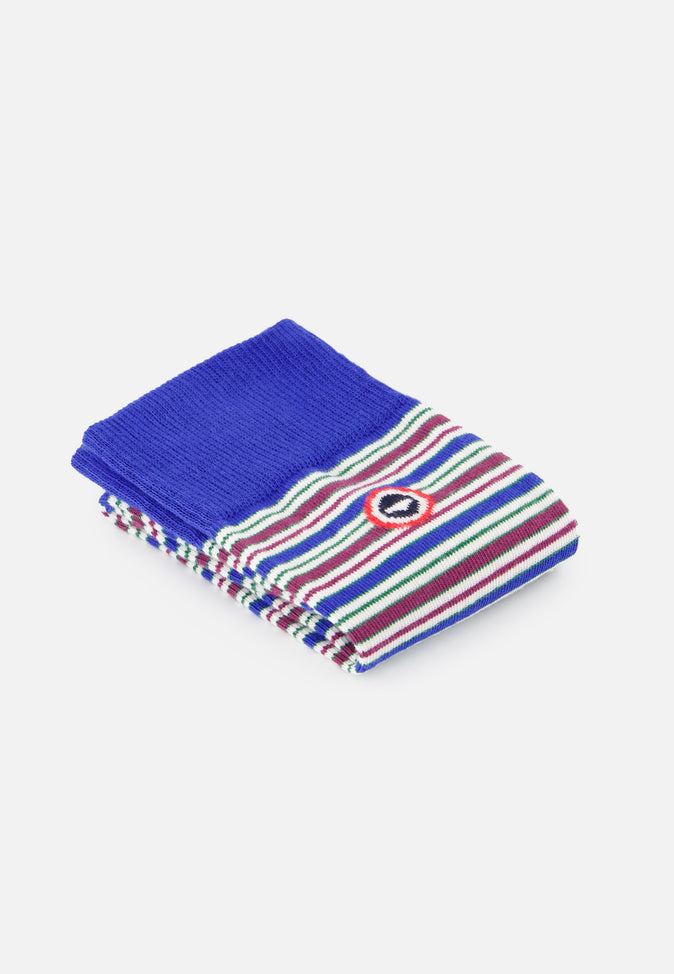 Le Slip Français Chaussettes Mi-hautes Mixtes En Coton Lucas Rayure Matelas Purple Emeraude