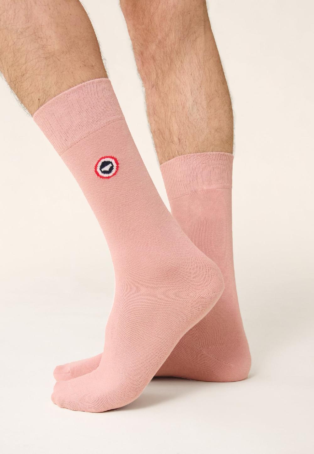 Le Slip Français Chaussettes Mi-hautes Mixtes En Coton Lucas Rose Des Bois