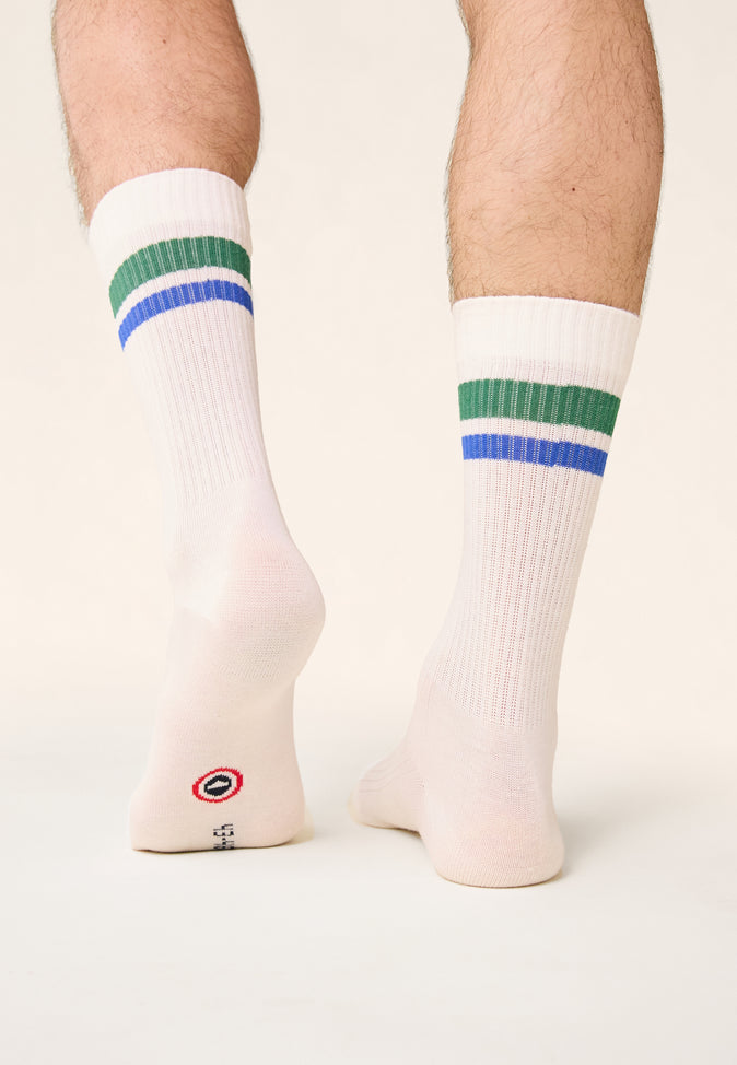 Le Slip Français Chaussettes Mi-hautes Mixtes En Coton Wilfried Horizontal Emeraude Bleu Eblouissant