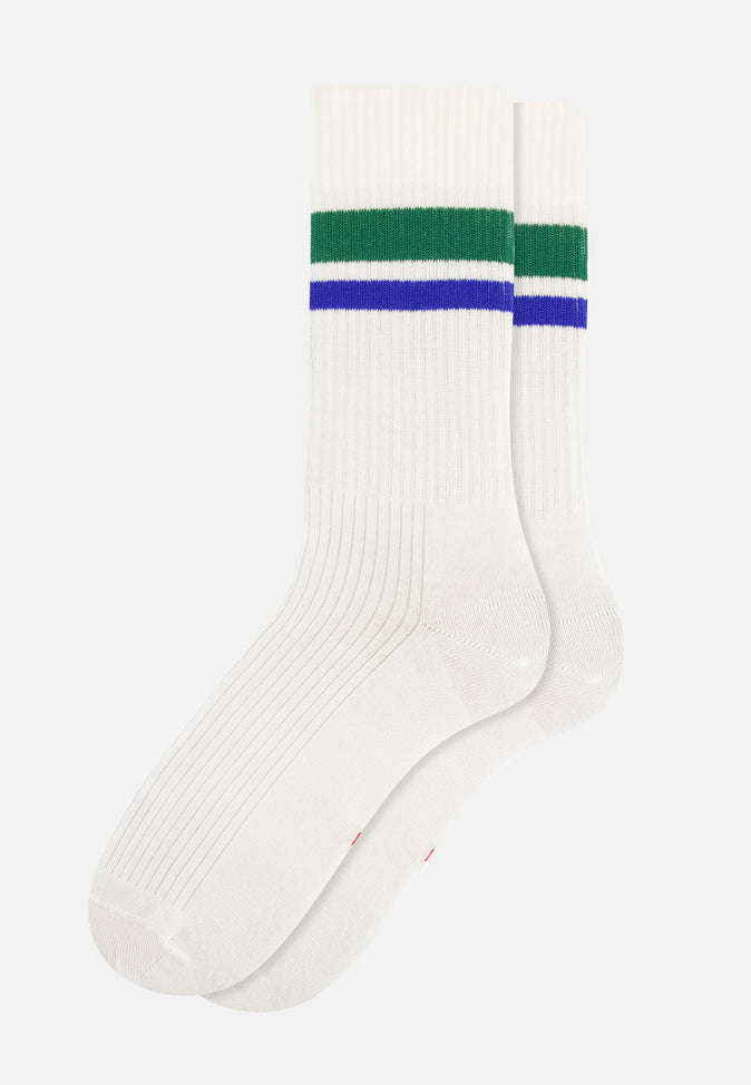 le slip français Chaussettes mi-hautes mixtes en coton Wilfried Horizontal Emeraude Bleu Eblouissant