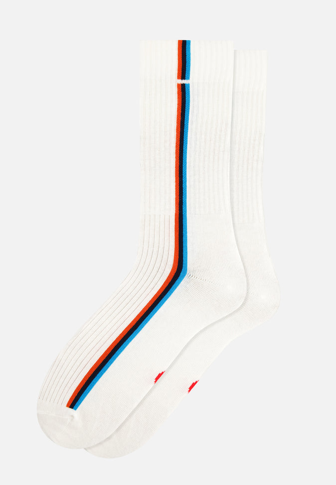 le slip français Chaussettes mi-hautes mixtes en coton Wilfried Lignes Bleu Fluo Marine Argile Rouge