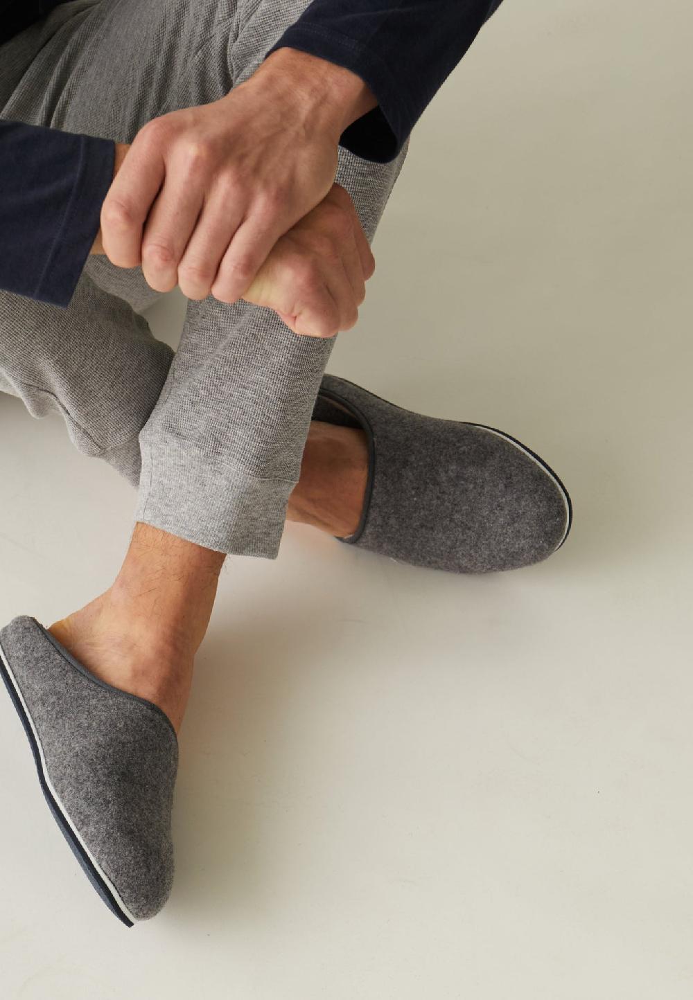 Le Slip Français Chaussons D'intérieur En Laine Claude Gris Chiné