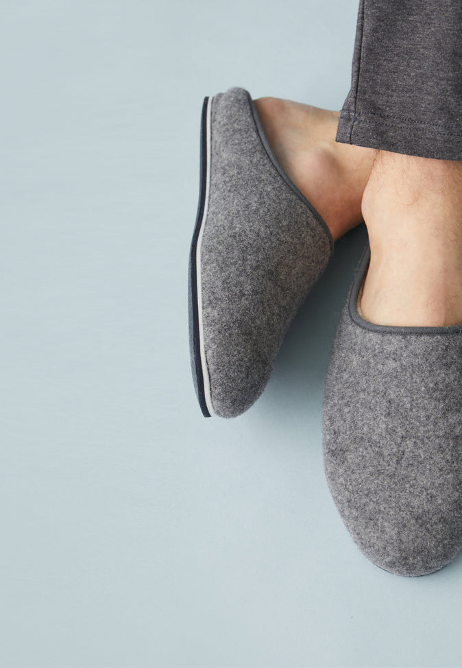 Le Slip Français Chaussons D'intérieur En Laine Claude Gris Chiné