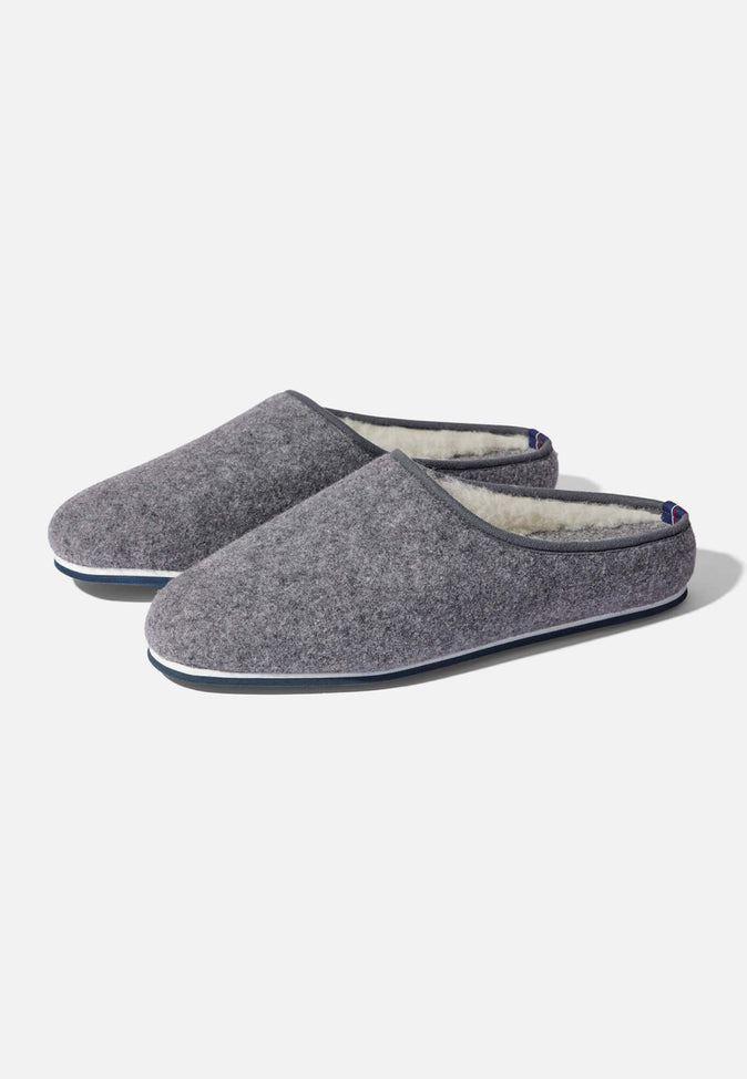 le slip français Chaussons d'intérieur en laine Claude Gris Chiné
