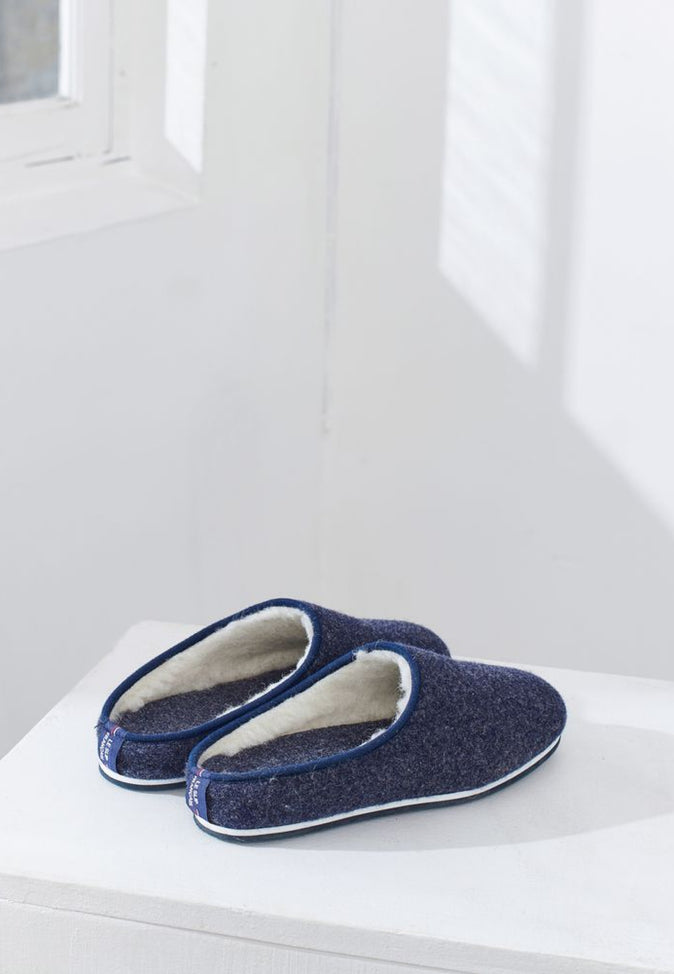 Le Slip Français Chaussons D'intérieur En Laine Claude Marine