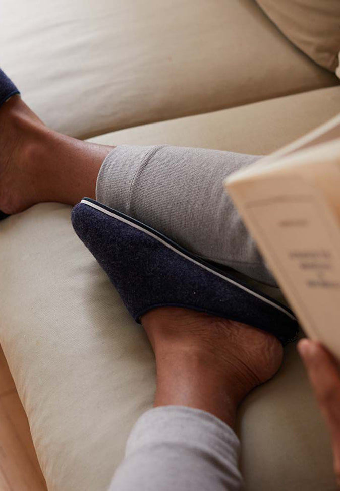 Le Slip Français Chaussons D'intérieur En Laine Claude Marine