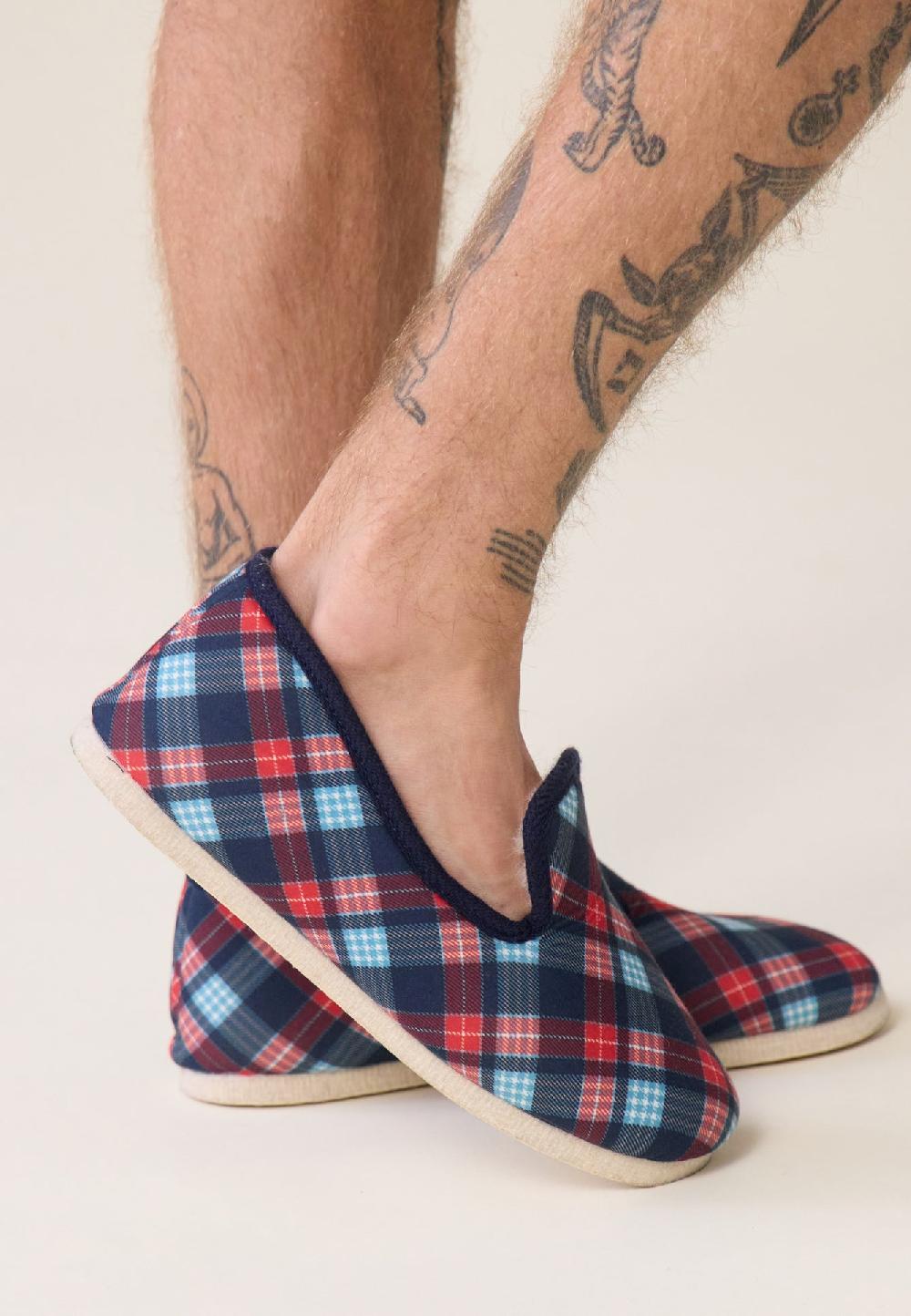 Le Slip Français Chaussons D'intérieur En Laine Pantoufles Tartan