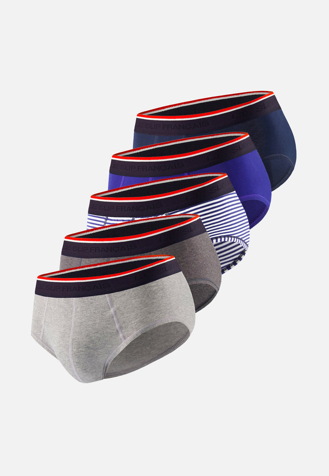 le slip français Cinquo de slips en coton Pack Cinquo Slip Terrible Marine Gris
