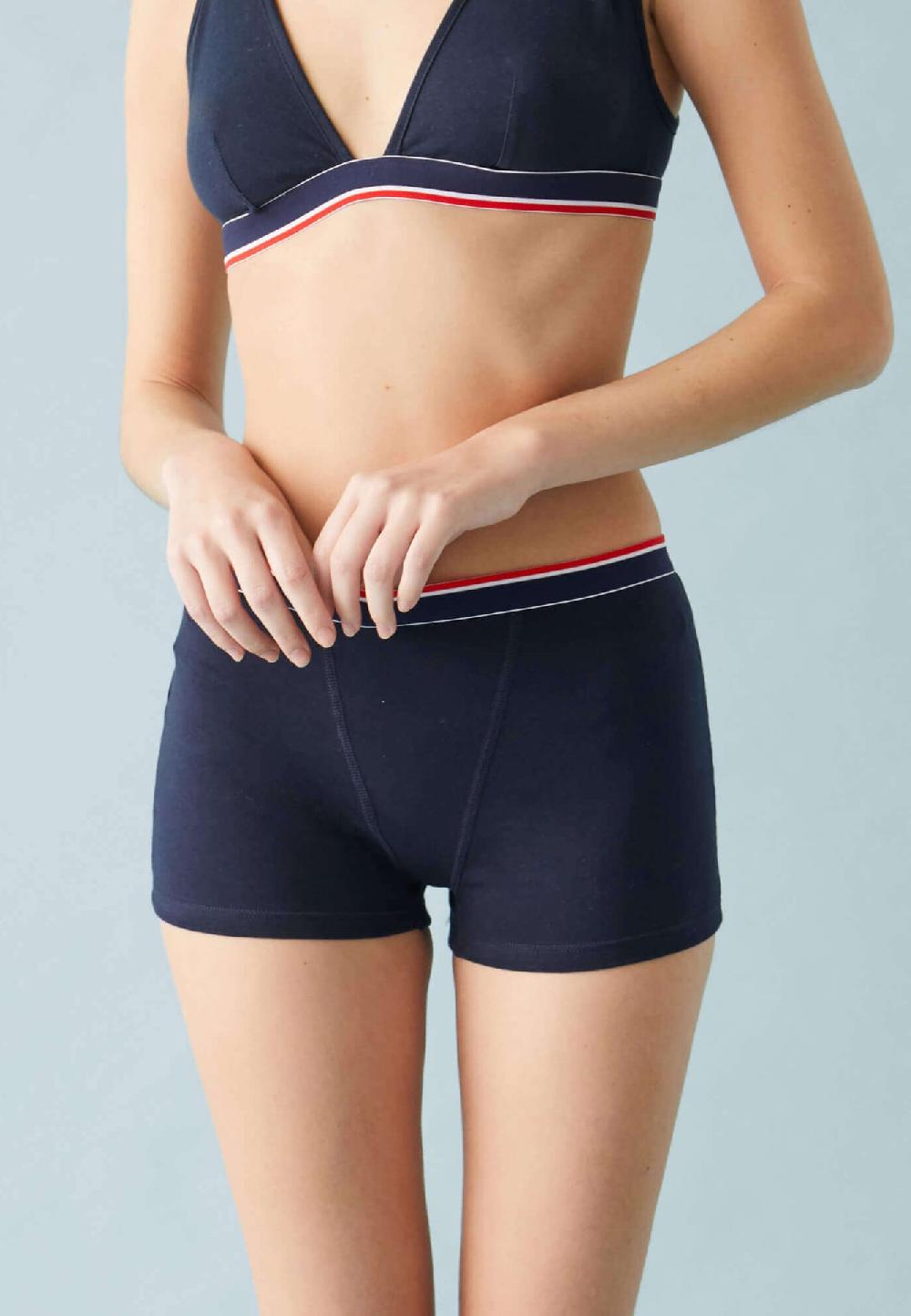 Le Slip Français Culotte Boxer En Coton Manon Marine