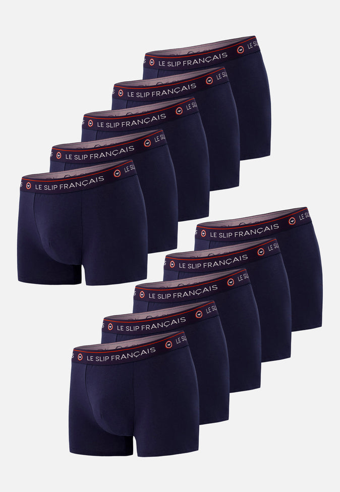 le slip français Dix boxers en coton Pack Dix Boxer Redoutable Marine