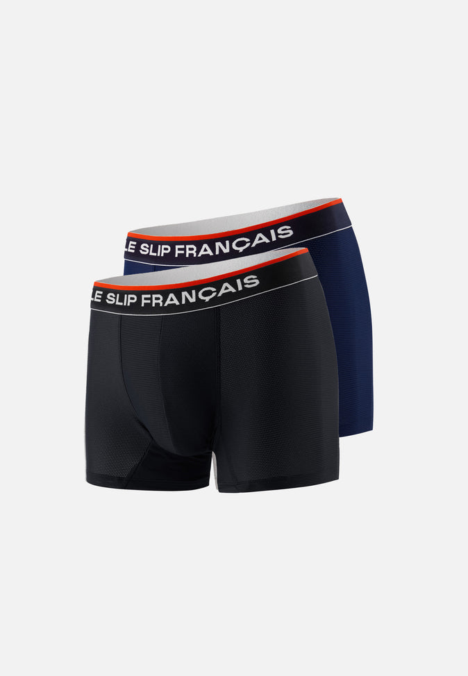 le slip français Duo de boxers de sport Pack Duo Boxer Guillaume Marine Noir