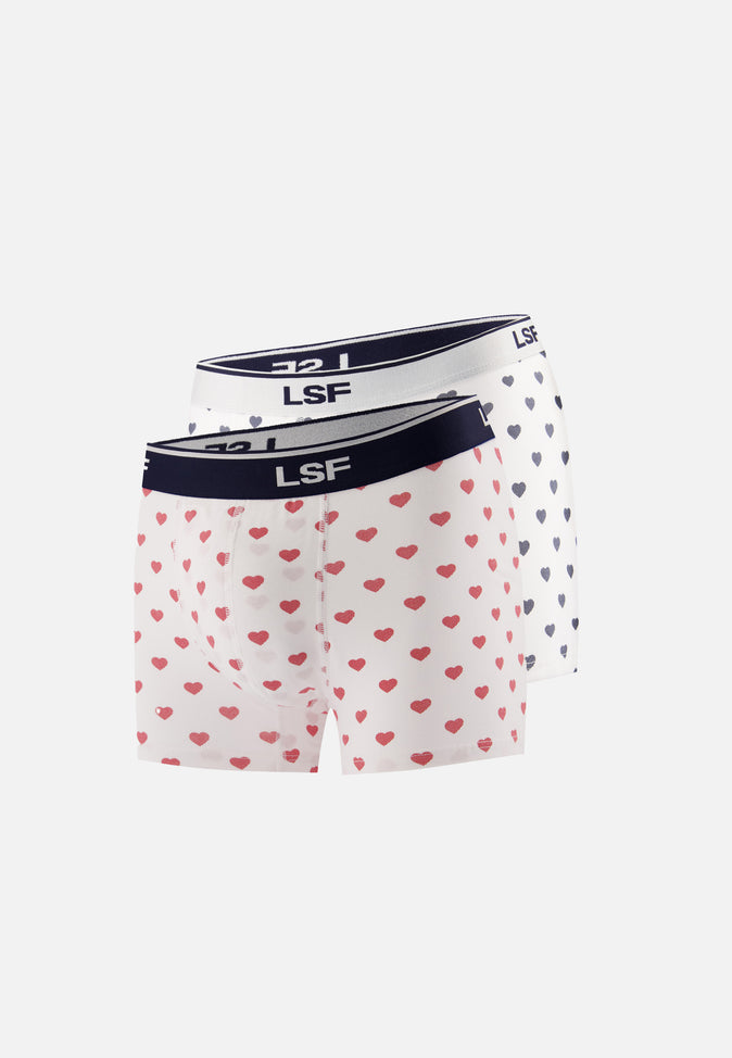 le slip français Duo de boxers en coton Pack Duo Boxer Marius Coeur Rouge Coeur Marine