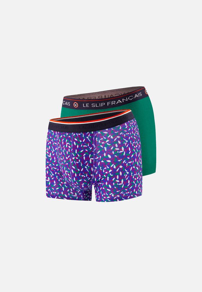 le slip français Duo de boxers en coton Pack Duo Boxer Marius Gavotte Purple Redoutable Emeraude