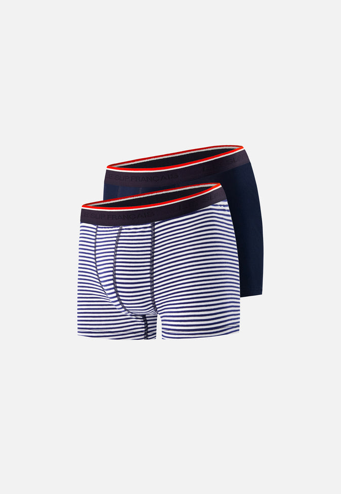 le slip français Duo de boxers en coton Pack Duo Boxer Marius Marine Marinière