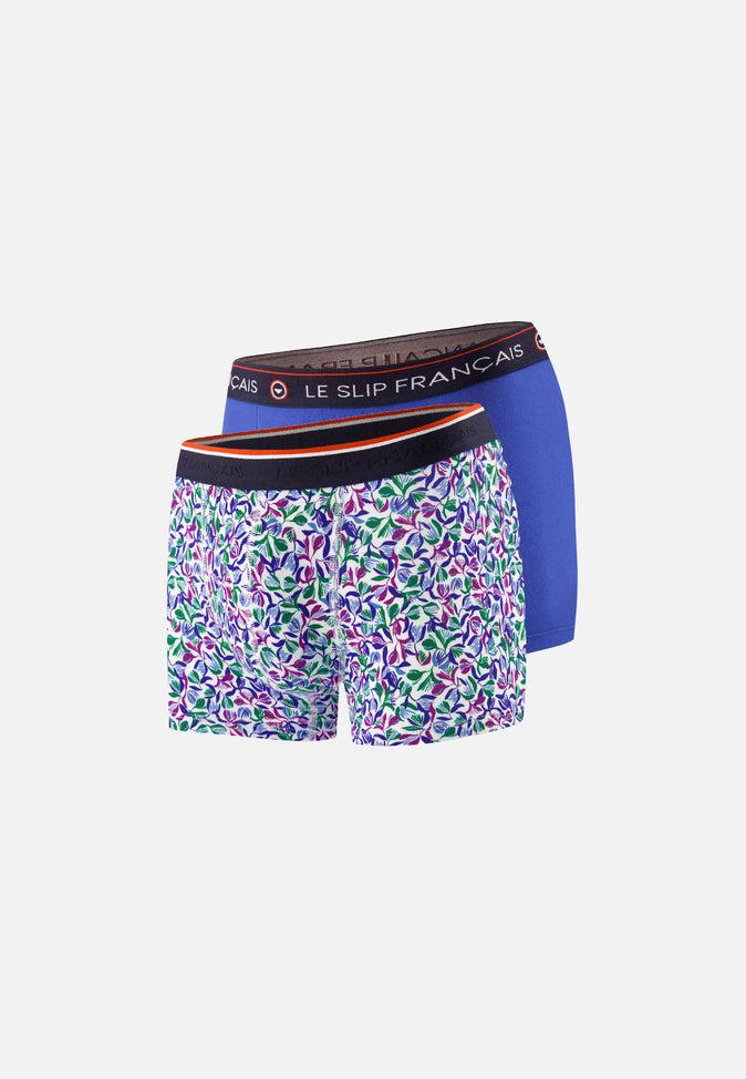 le slip français Duo de boxers en coton Pack Duo Boxer Marius Tulipe Redoutable Bleu Eblouissant