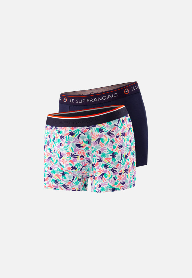 le slip français Duo de boxers en coton Pack Duo Marius Little Jungle Redoutable Marine