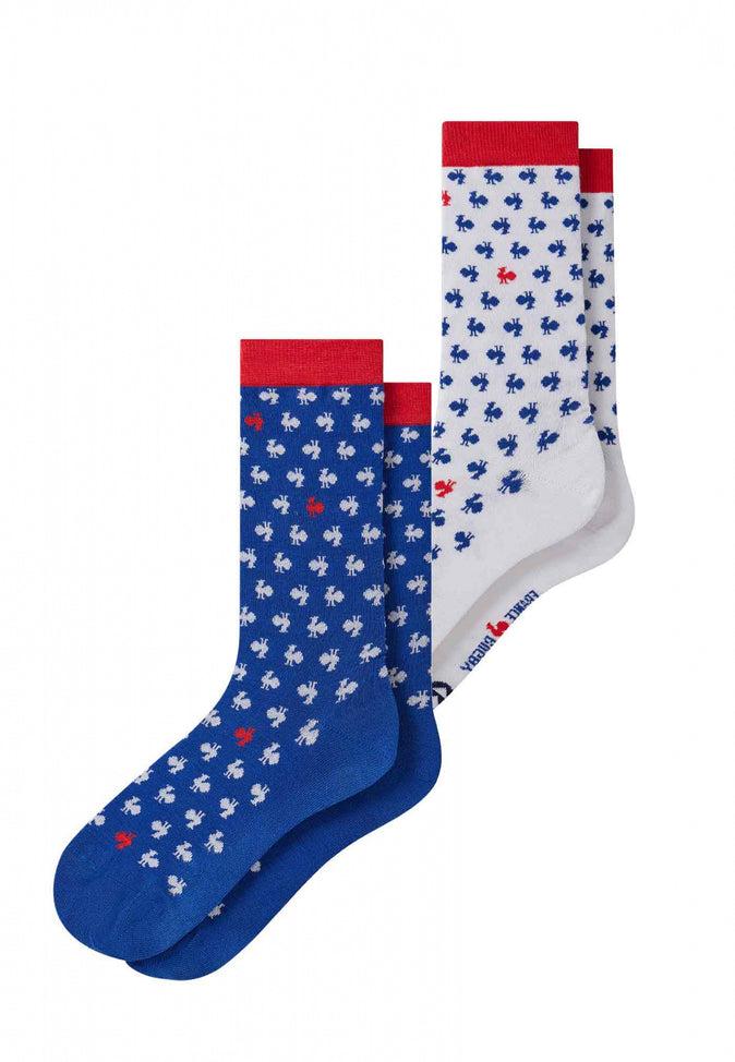 le slip français Duo de chaussettes en coton Lucas Duo Coq Bleu Blanc Rouge XV de France