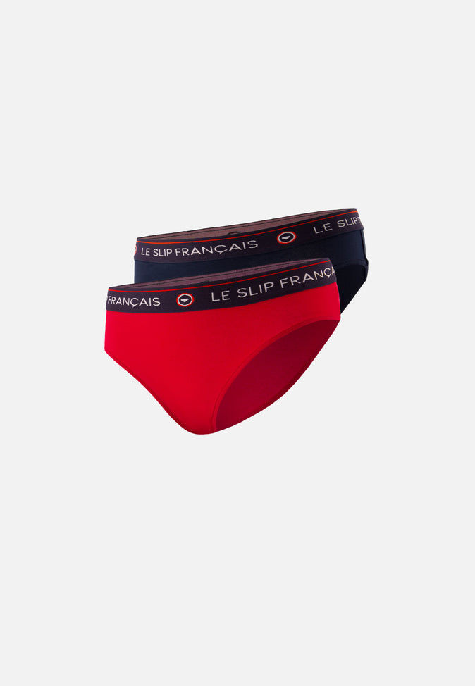 le slip français Duo de culottes en coton Pack Duo Culotte Rieuse Marine Rouge Cerise