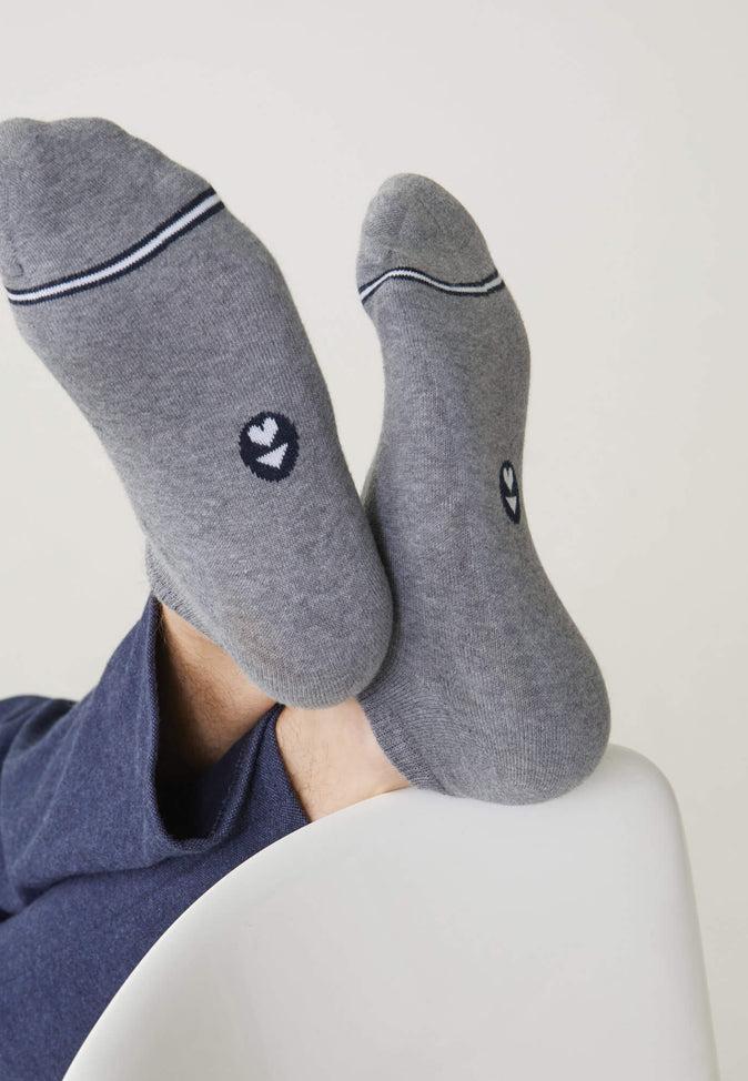 Le Slip Français Duo De Socquettes En Coton Pack Duo Socquettes Jo Noir Gris Chiné