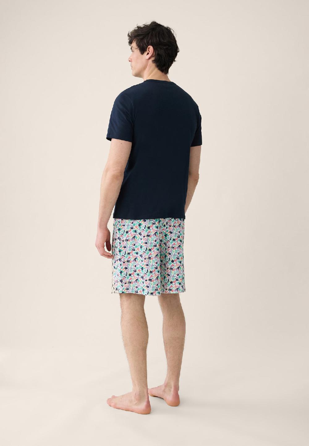 Le Slip Français Ensemble De Pyjama T-shirt Et Short En Coton Ensemble Christiano Little Jungle Viola Marine