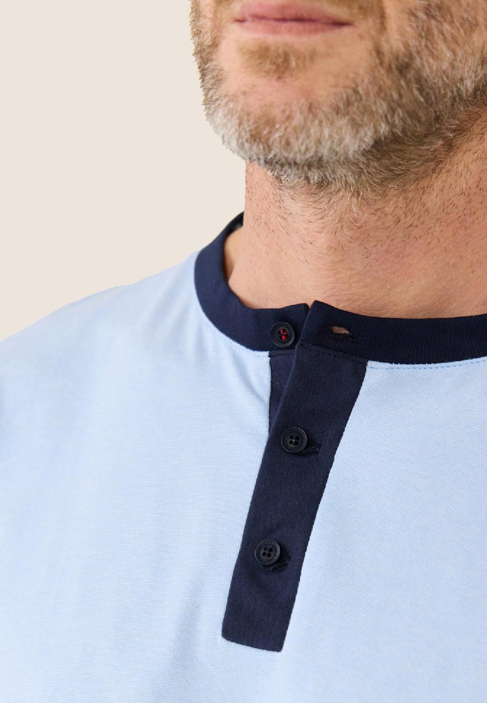 Le Slip Français Ensemble De Pyjama T-shirt Et Short En Coton Ensemble Pyjama Yvan Bleu Ciel