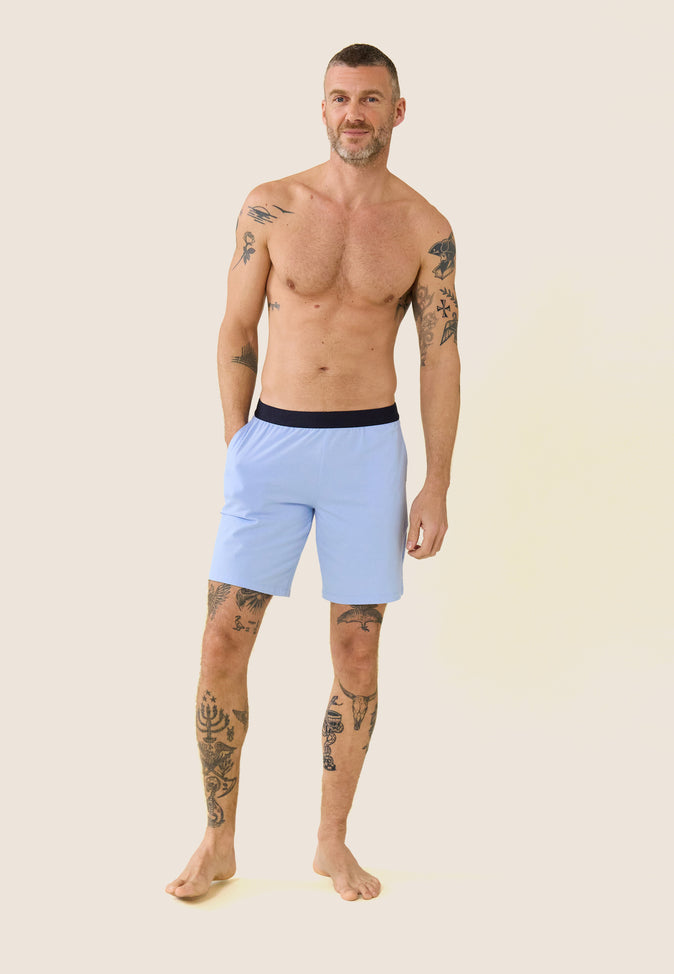 Le Slip Français Ensemble De Pyjama T-shirt Et Short En Coton Ensemble Pyjama Yvan Bleu Ciel