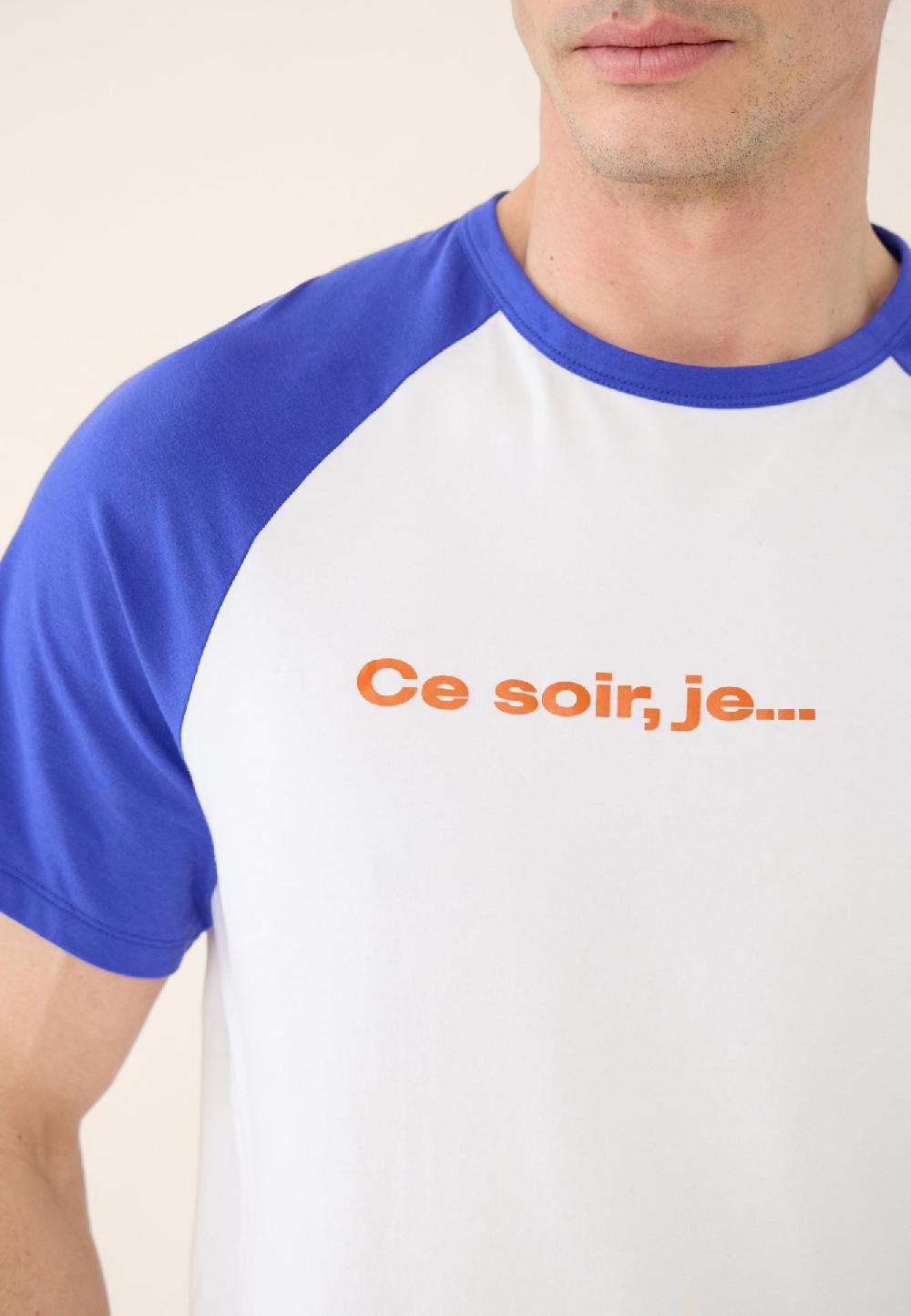 Le Slip Français Ensemble De Pyjama T-shirt Et Short En Coton Ensemble Pyjama Nathanael Blanc Bleu Eblouissant
