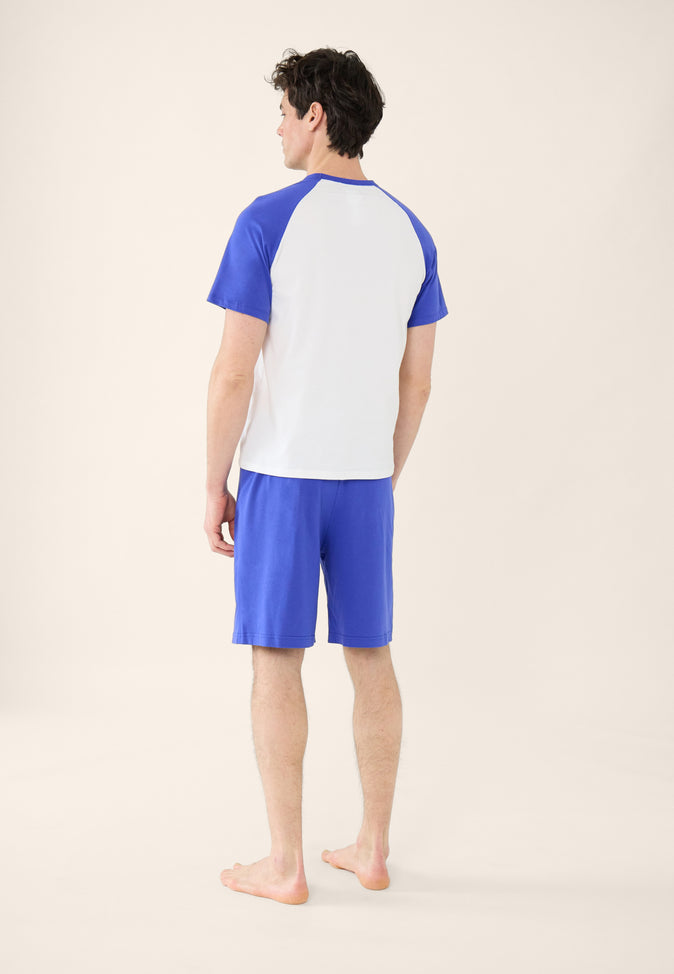 Le Slip Français Ensemble De Pyjama T-shirt Et Short En Coton Ensemble Pyjama Nathanael Blanc Bleu Eblouissant