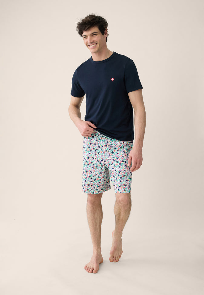 le slip français Ensemble de pyjama t-shirt et short en coton Ensemble Christiano Little Jungle Viola Marine