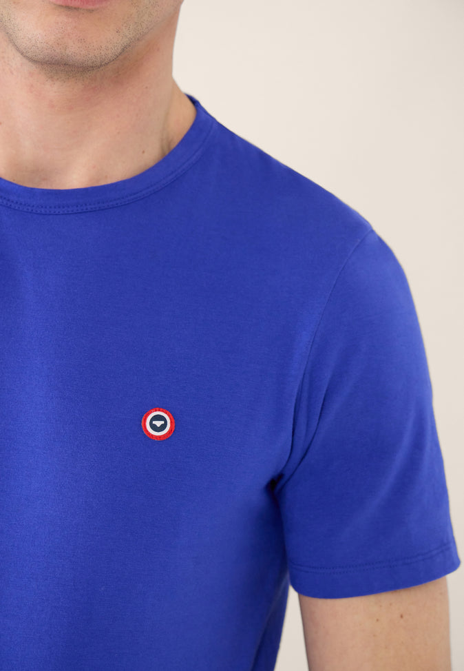 Le Slip Français Ensemble De Pyjama T-shirt Et Short En Coton Pack Chris Rayure Bleu Eblouissant Coquelicot