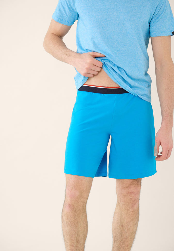 Le Slip Français Ensemble De Pyjama T-shirt Et Short En Coton Pyjama Joseph Milleraies Bleu Fluo