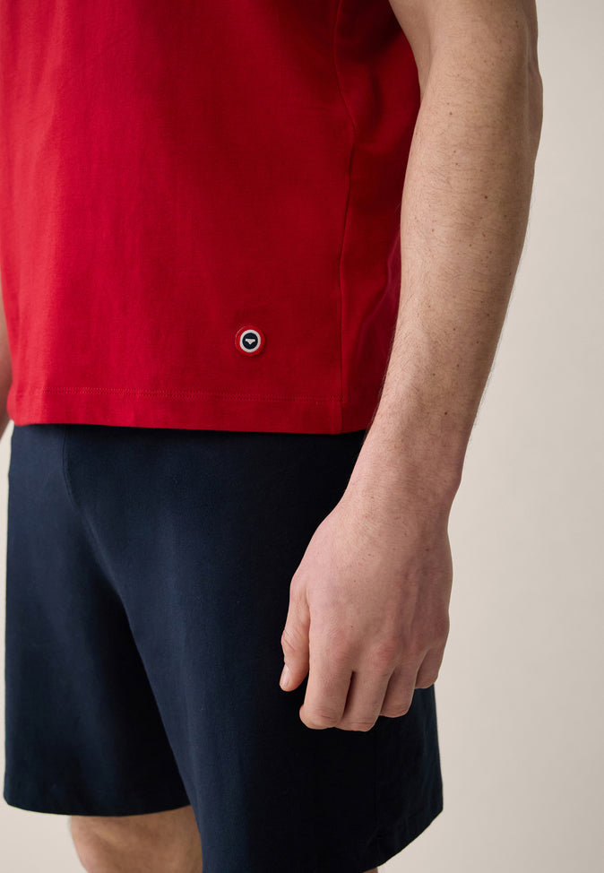 le Slip Français Ensemble Pyjama T-shirt Et Short En Coton Pyjama Formidable Rouge Cerise Et Invincible Marine