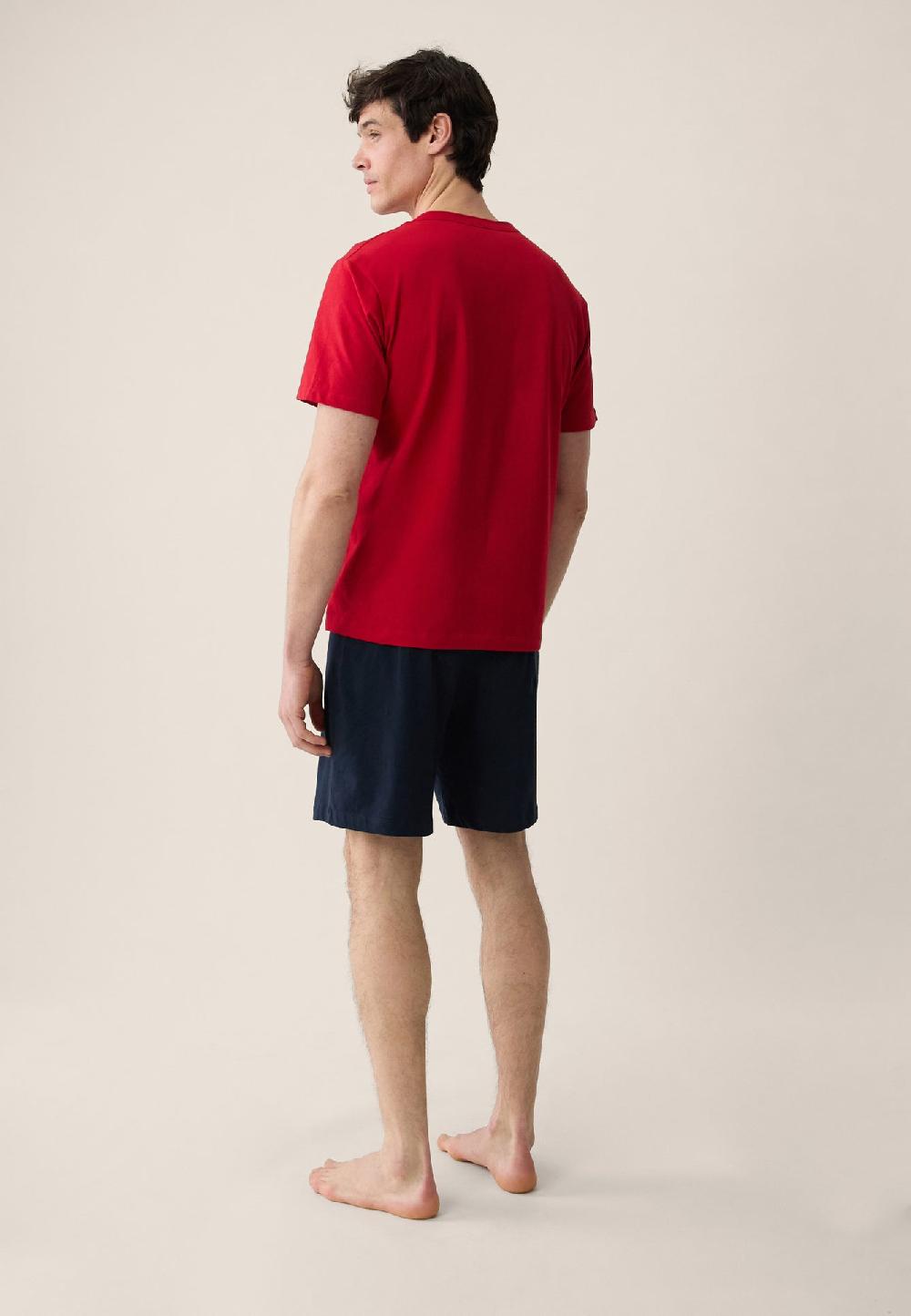 le Slip Français Ensemble Pyjama T-shirt Et Short En Coton Pyjama Formidable Rouge Cerise Et Invincible Marine