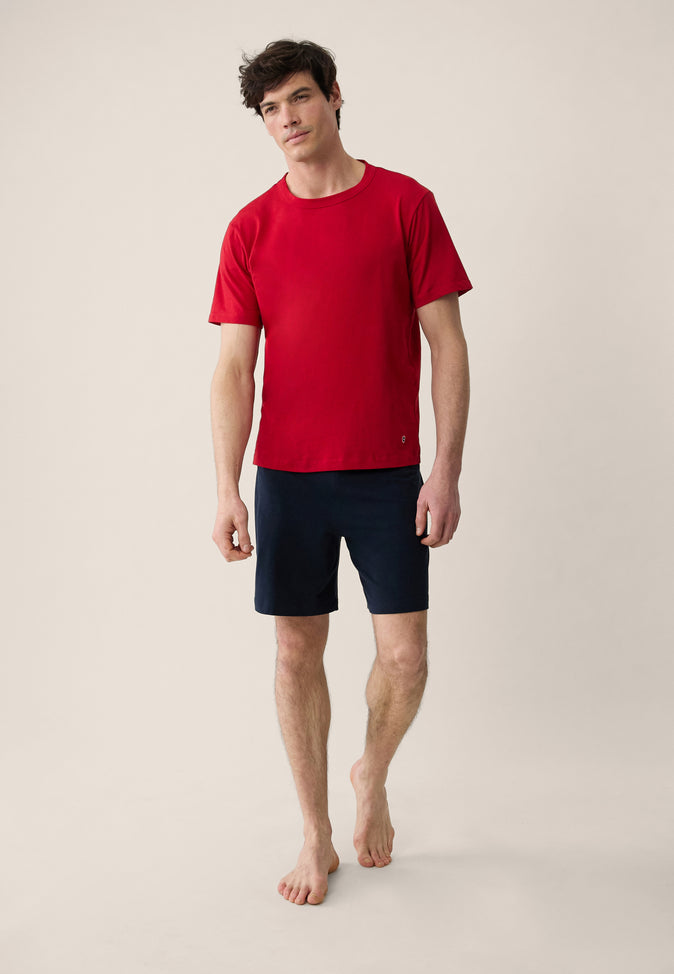 le slip français Ensemble pyjama t-shirt et short en coton Pyjama Formidable Rouge Cerise et Invincible Marine