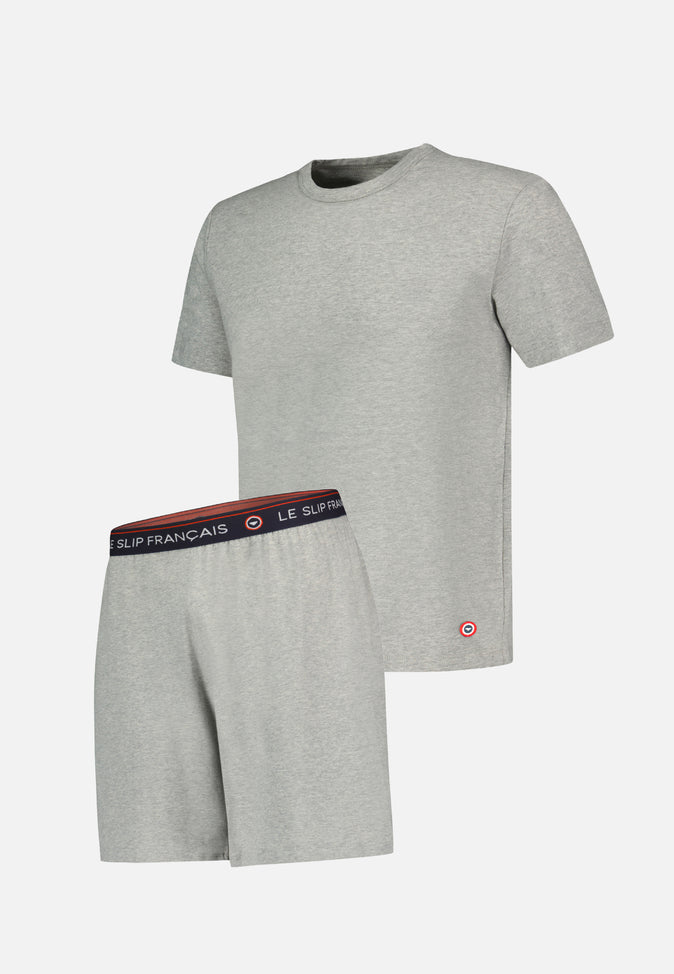 Le Slip Français Ensemble Pyjama T-shirt Et Short Pack Formidable Invincible Gris