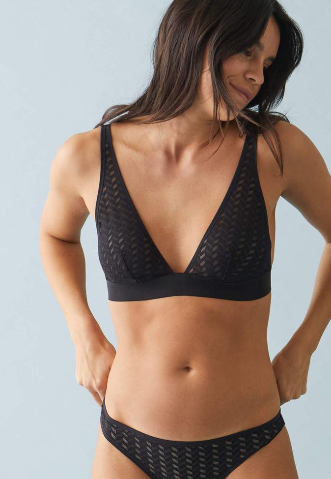 Le Slip Français Foulard Sans Armature En Dentelle Agathe Noir