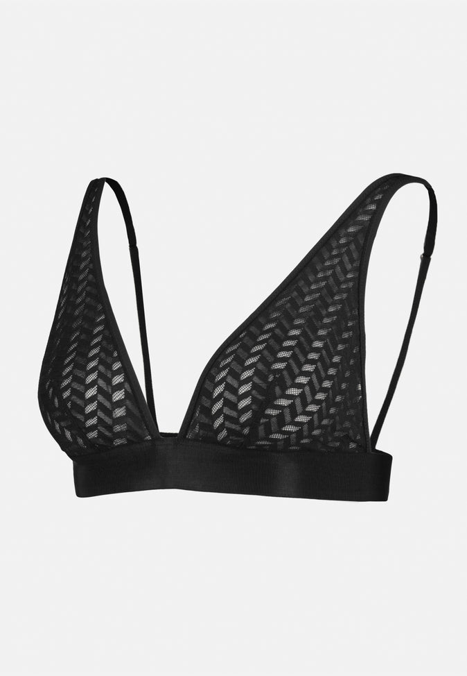 le slip français Foulard sans armature en dentelle Agathe Noir