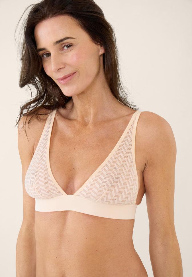 Le Slip Français Foulard Sans Armature En Dentelle Agathe Rose Poudré