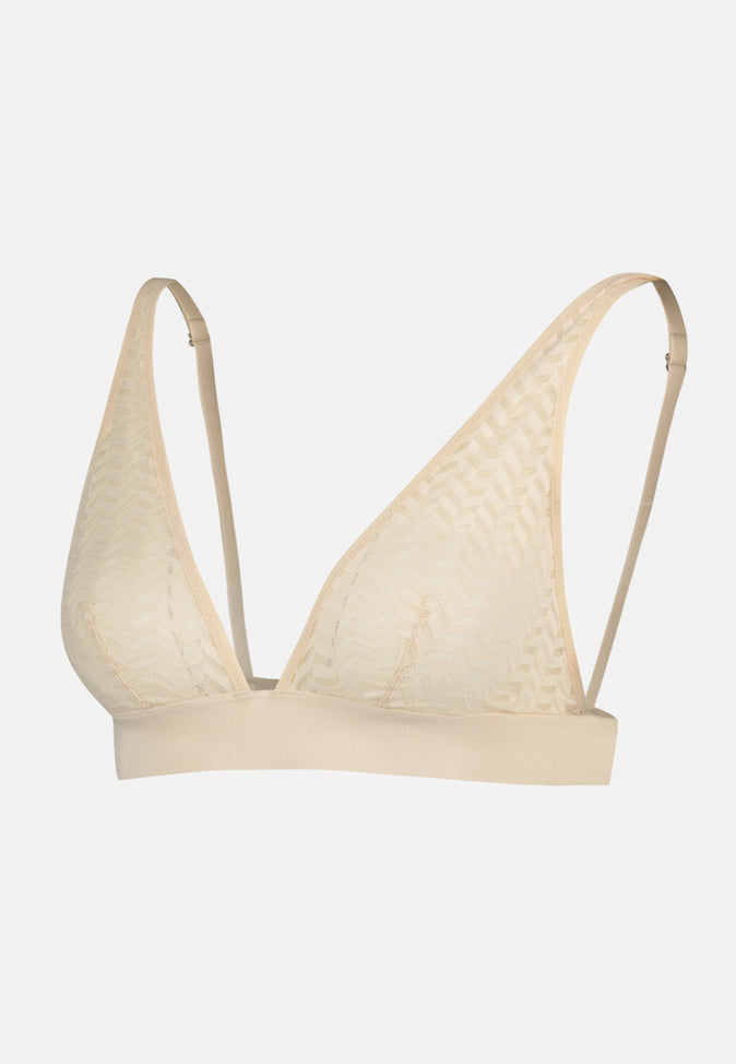 le slip français Foulard sans armature en dentelle Agathe Rose Poudré