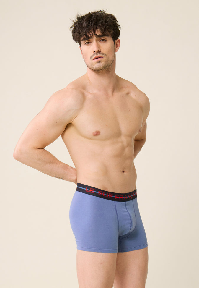 Le Slip Français Boxer En Coton Marius Bleu Jean