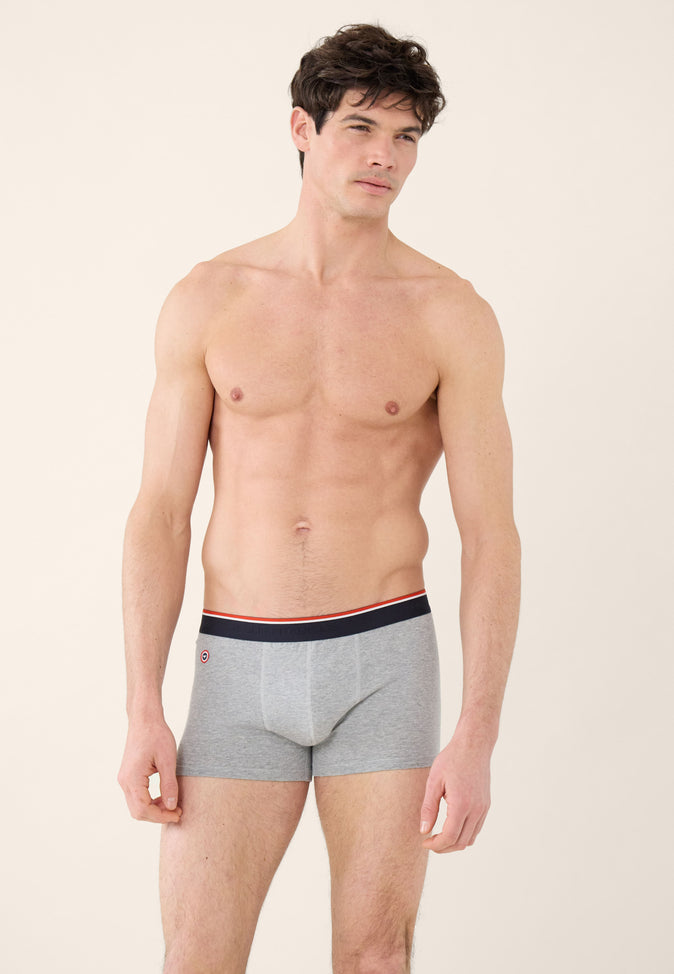 Le Slip Français Boxer En Coton Marius Gris Chiné