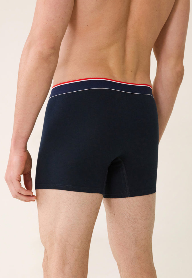 Le Slip Français Boxer Long En Coton Michel Marine