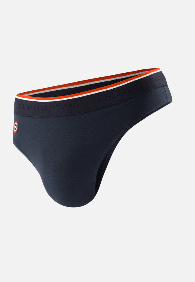 le slip français String en coton Loïc Marine