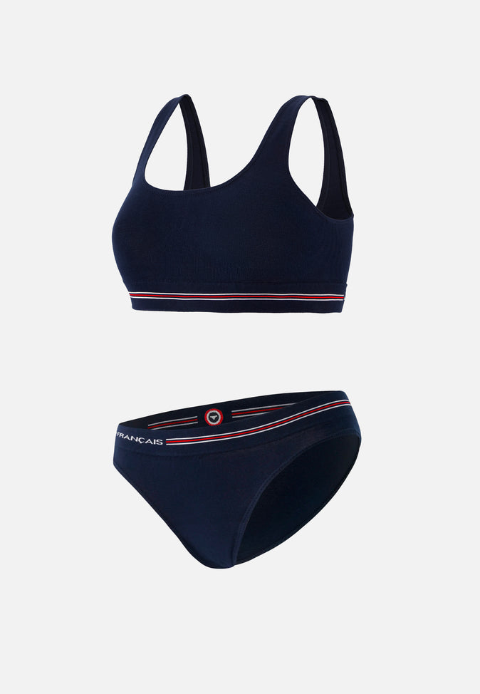 le slip français Pack Culotte Brassière En Coton Sans Couture Pack Cathy Anaïs Marine