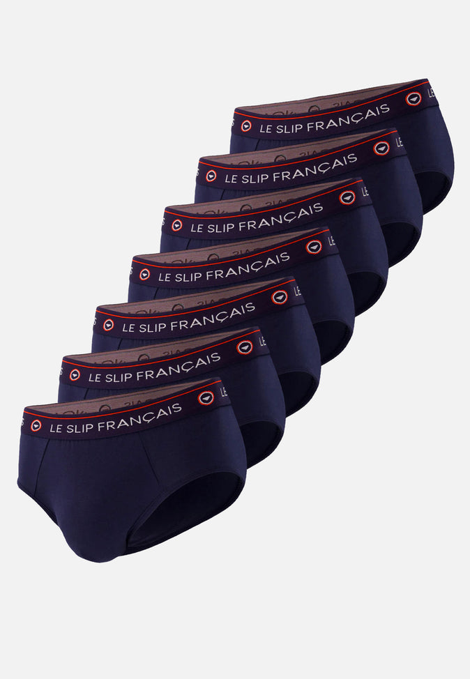 le slip français Pack sept slips en coton Pack Semainier Slip Intrépide Marine