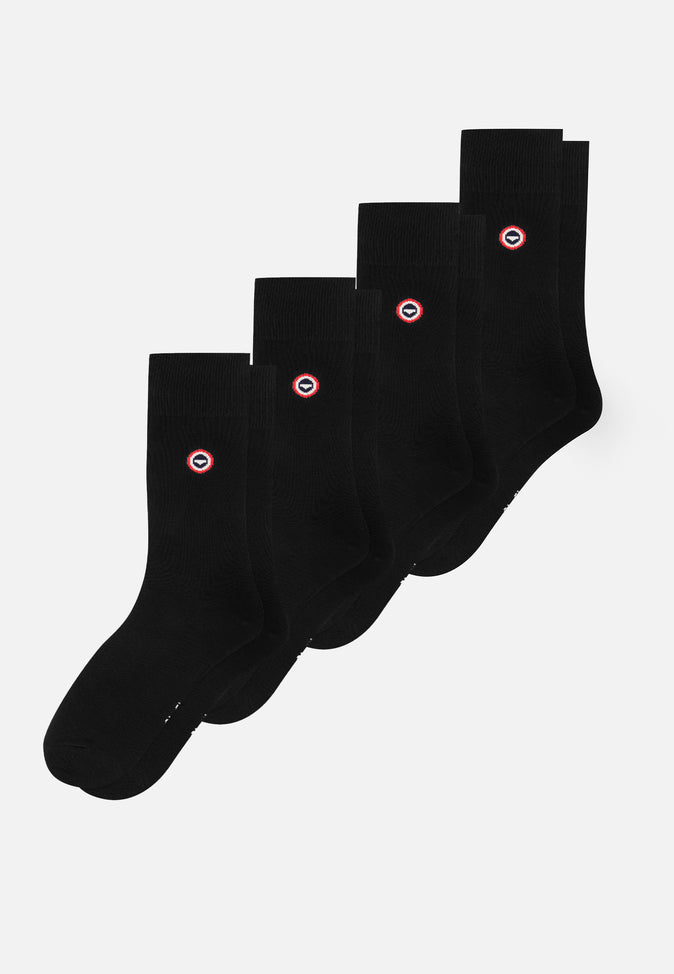 le slip français Quatro de chaussettes mi-hautes en coton Pack Quatro Chaussettes Robuste Noir