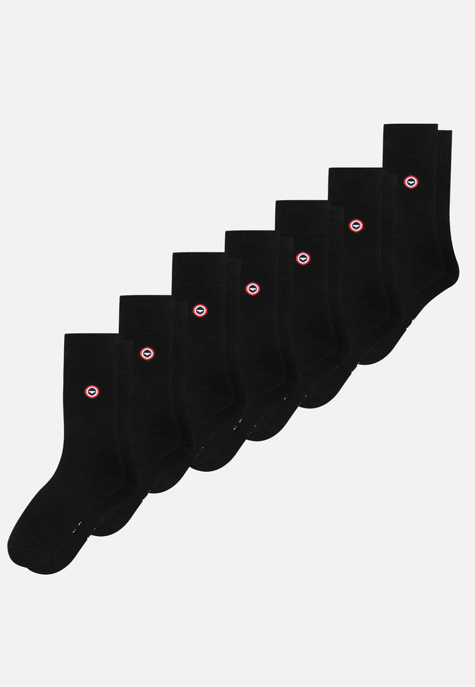 le slip français Semainier de chaussettes mi-hautes en coton Pack Semainier Robuste Noir