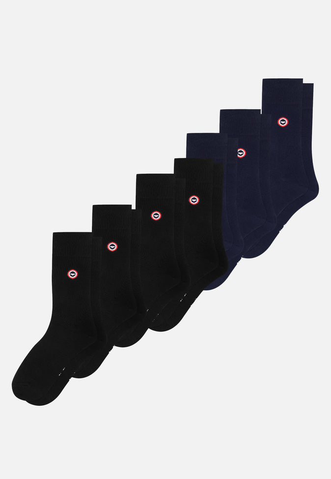 le slip français Semainier de chaussettes mi-hautes en coton Pack Semainier Robuste Marine Noir