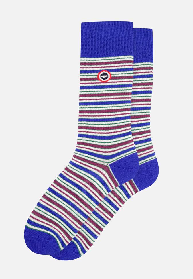 Le Slip Français Semainier De Chaussettes Mi-hautes En Coton Pack Semainier Lucas Bloc Emeraude Bleu Eblouissant Rayures Matelas Purple Bloc Bleu Eblouissant Marine Blanc